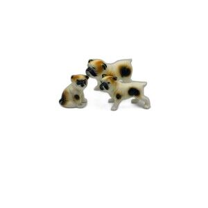 Vintage Bone China Handcrafted 3 Pc. Miniature Bull Dog Family